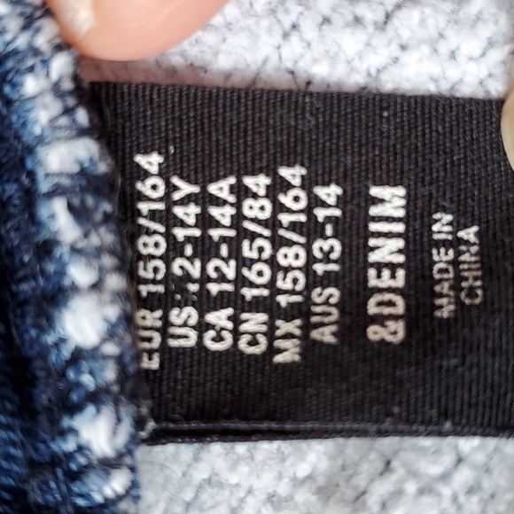 & Denim blue distressed DTWN hoodie sweatshirt 12-14 youth EUC - Picture 3 of 8